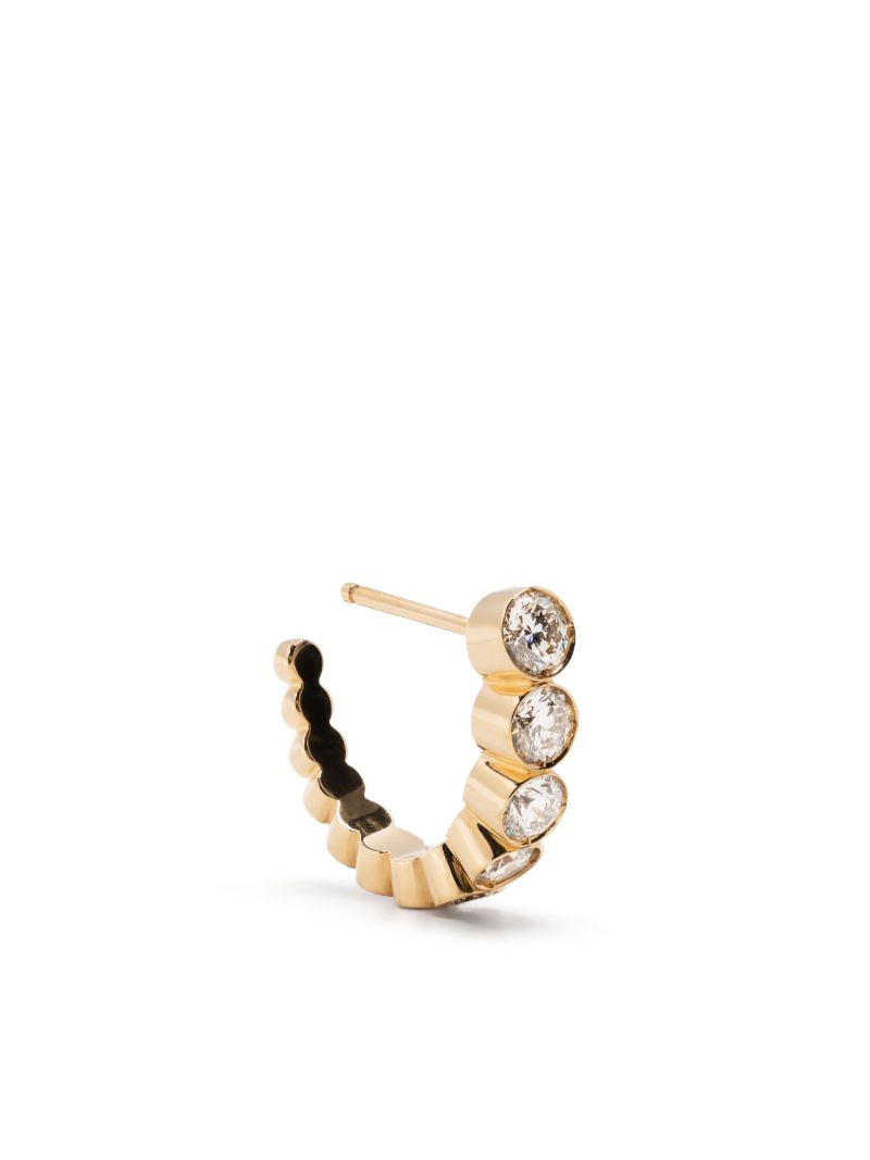 18k Yellow Gold Boucle Diamond Single Hoop Earring