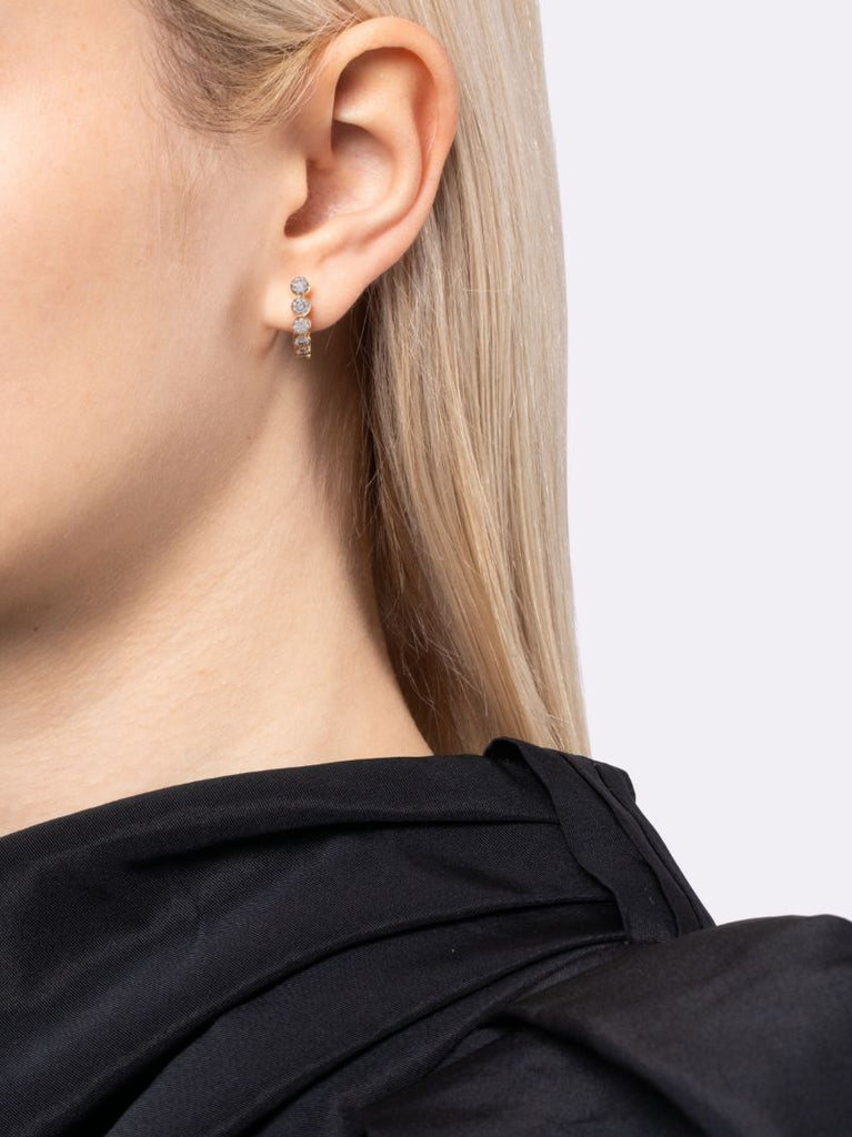 18k Yellow Gold Boucle Diamond Single Hoop Earring