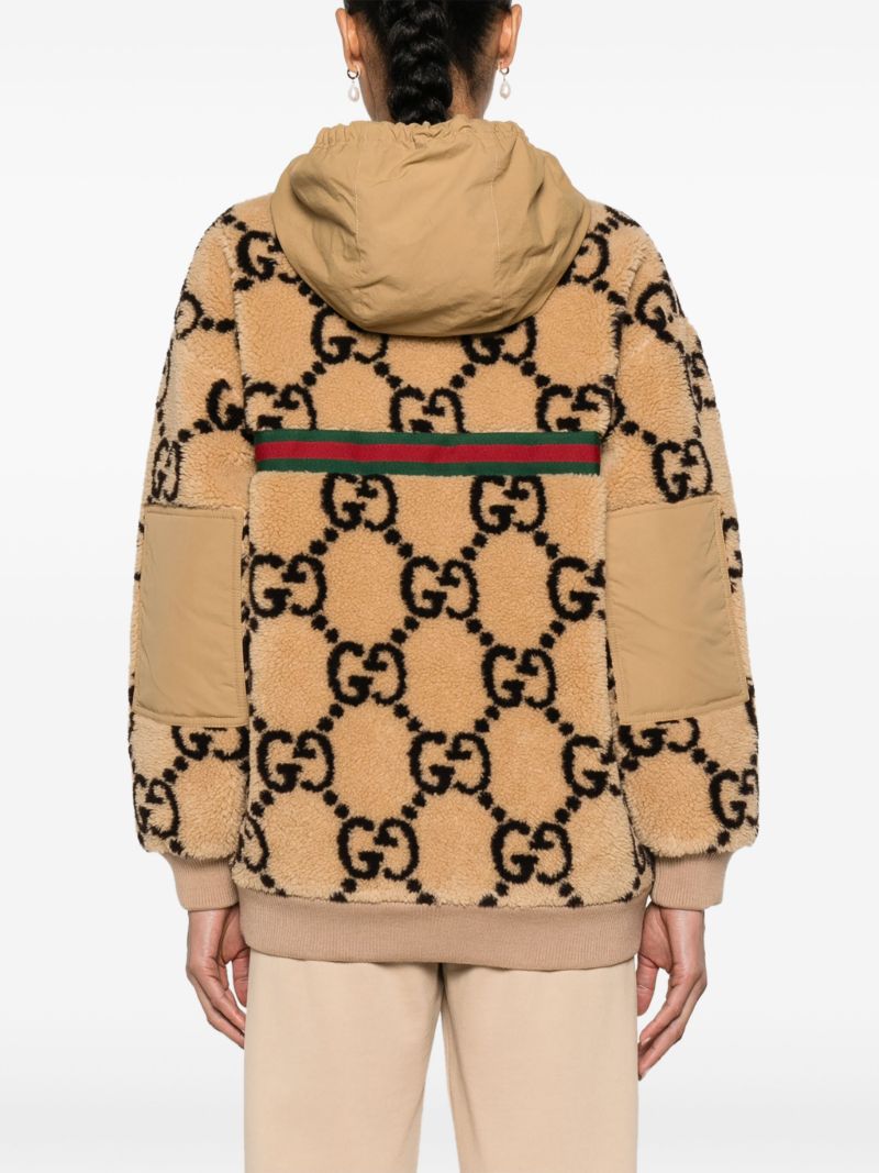 Neutral Maxi Gg Wool Jersey Hoodie