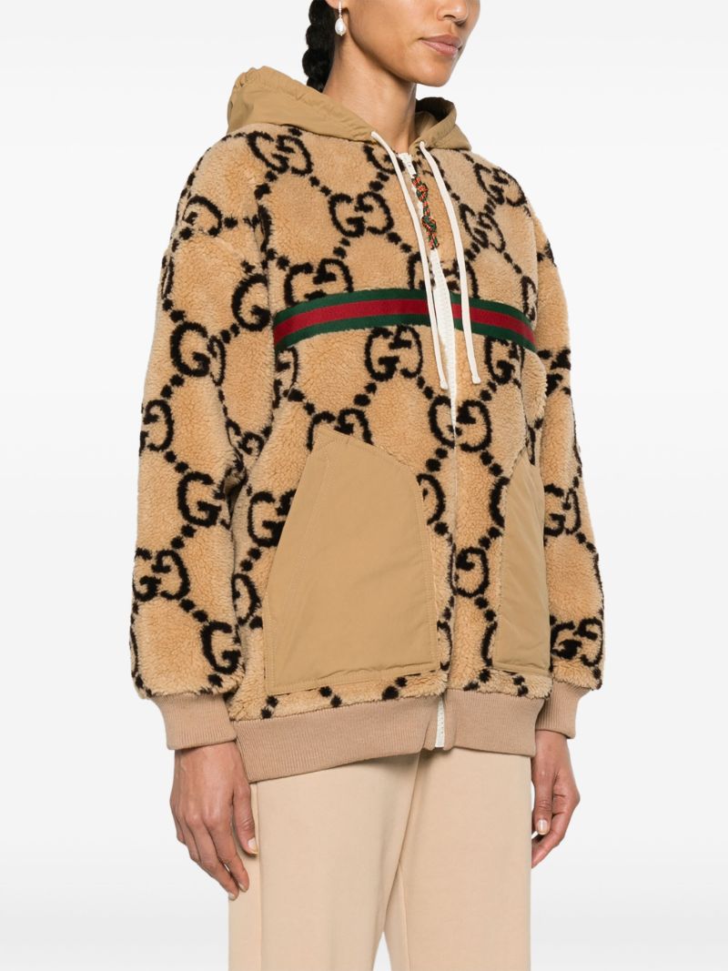 Neutral Maxi Gg Wool Jersey Hoodie