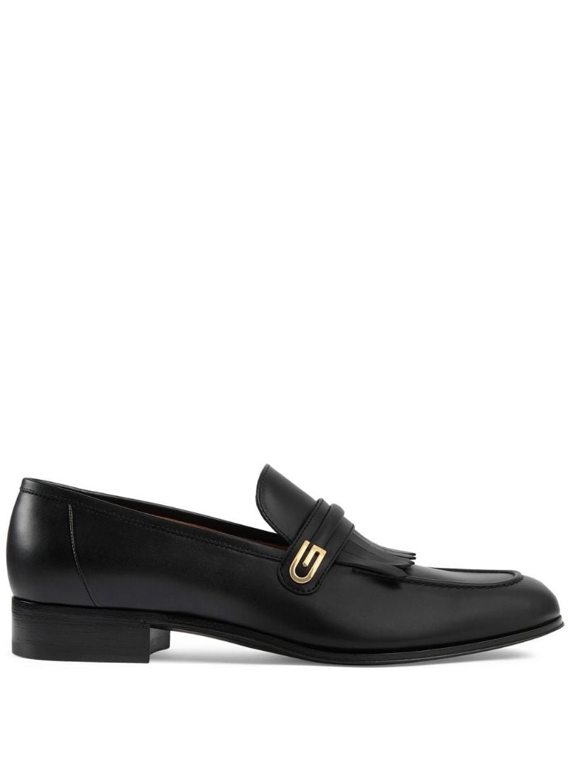 Black Mirrored G Fringed Leather Loafers