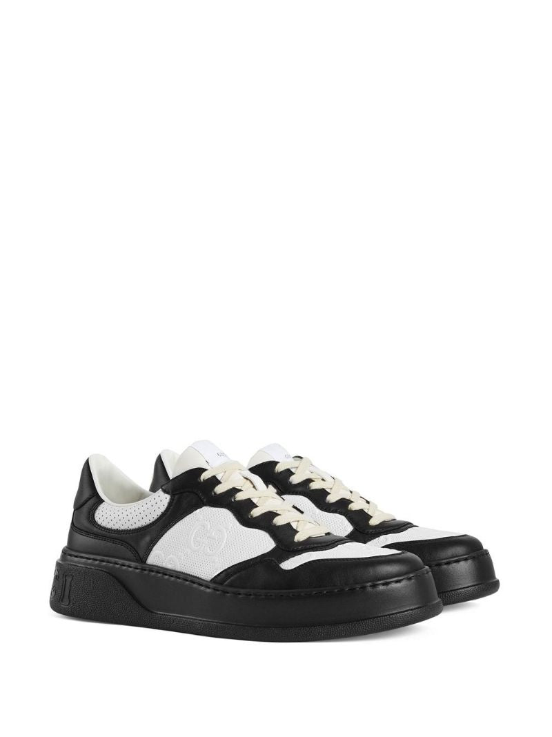 Black Gg Embossed Low-top Leather Sneakers