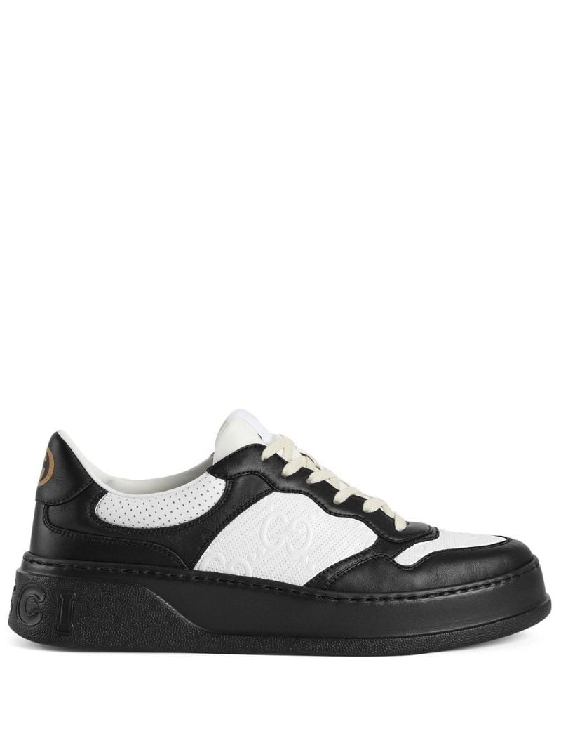Black Gg Embossed Low-top Leather Sneakers