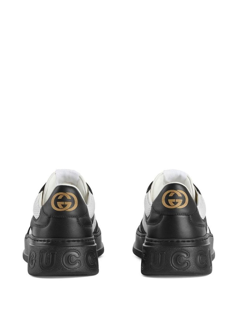 Black Gg Embossed Low-top Leather Sneakers