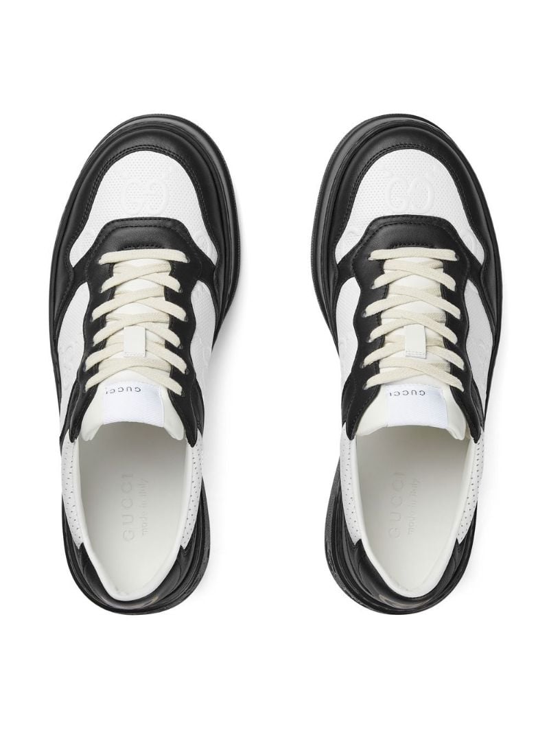 Black Gg Embossed Low-top Leather Sneakers