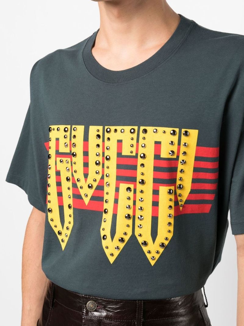 Grey Logo Print Cotton T-shirt