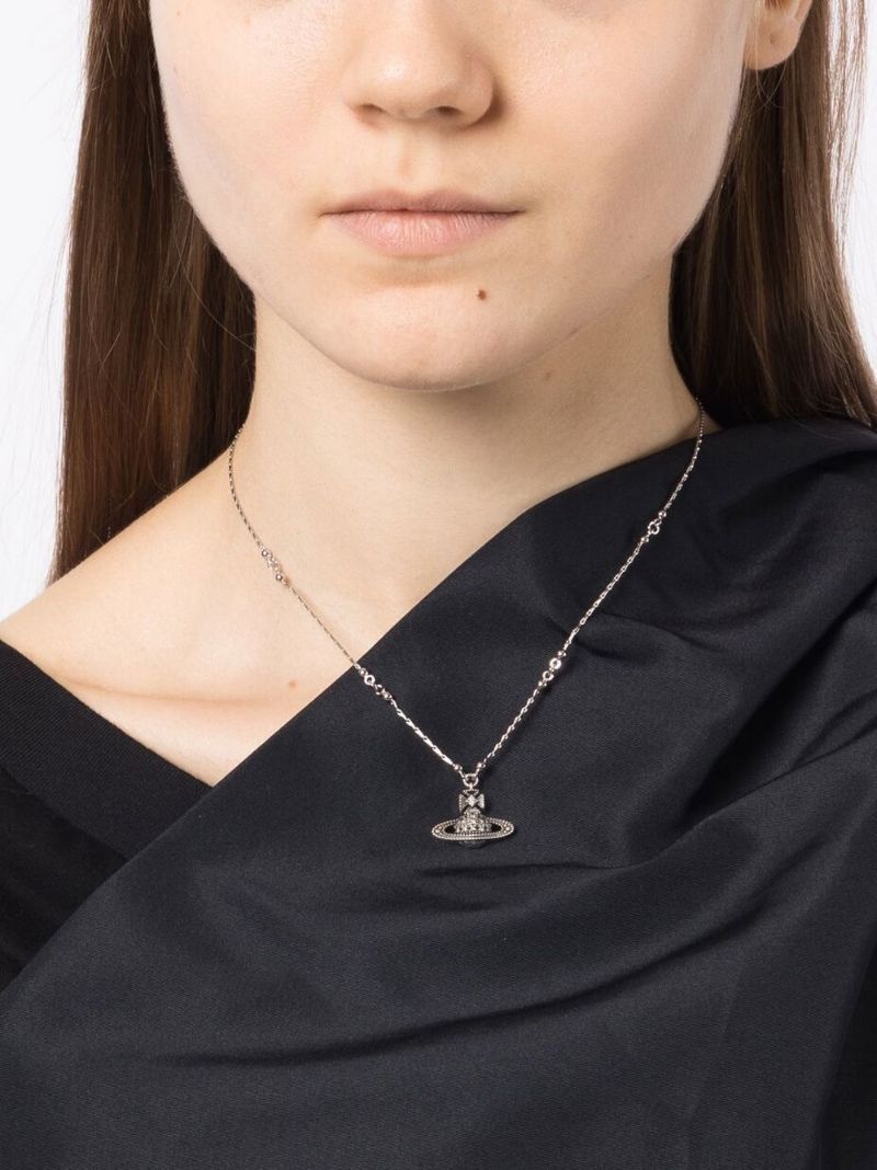 Silver-plated Orb Pendant Necklace