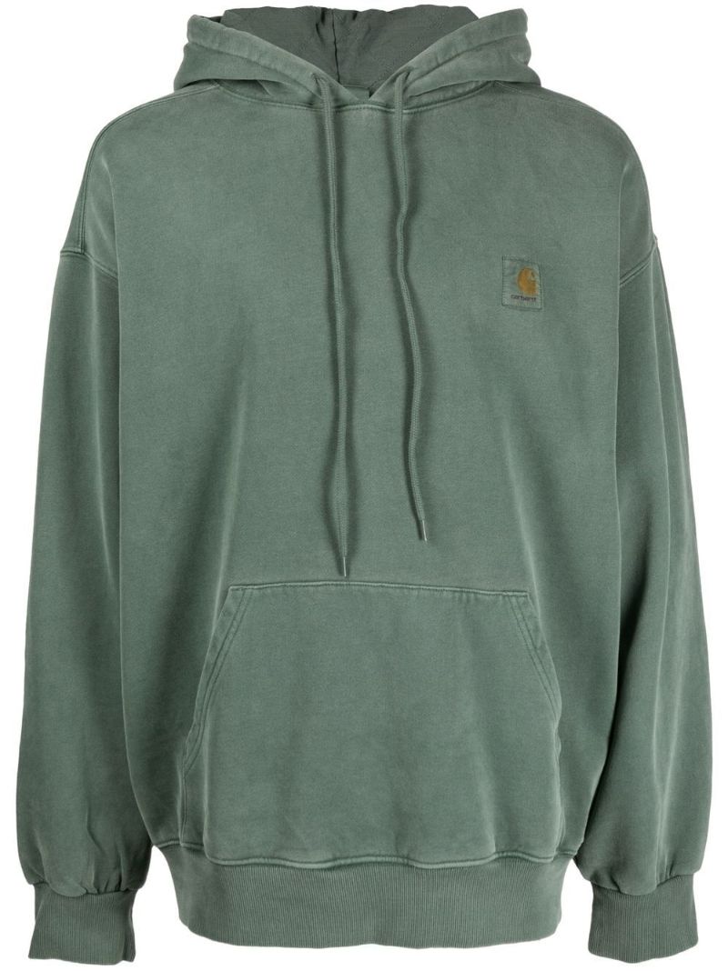 Green Logo-embroidered Cotton Hoodie