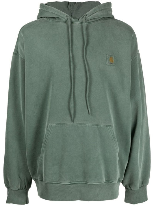 Green Logo-embroidered Cotton Hoodie