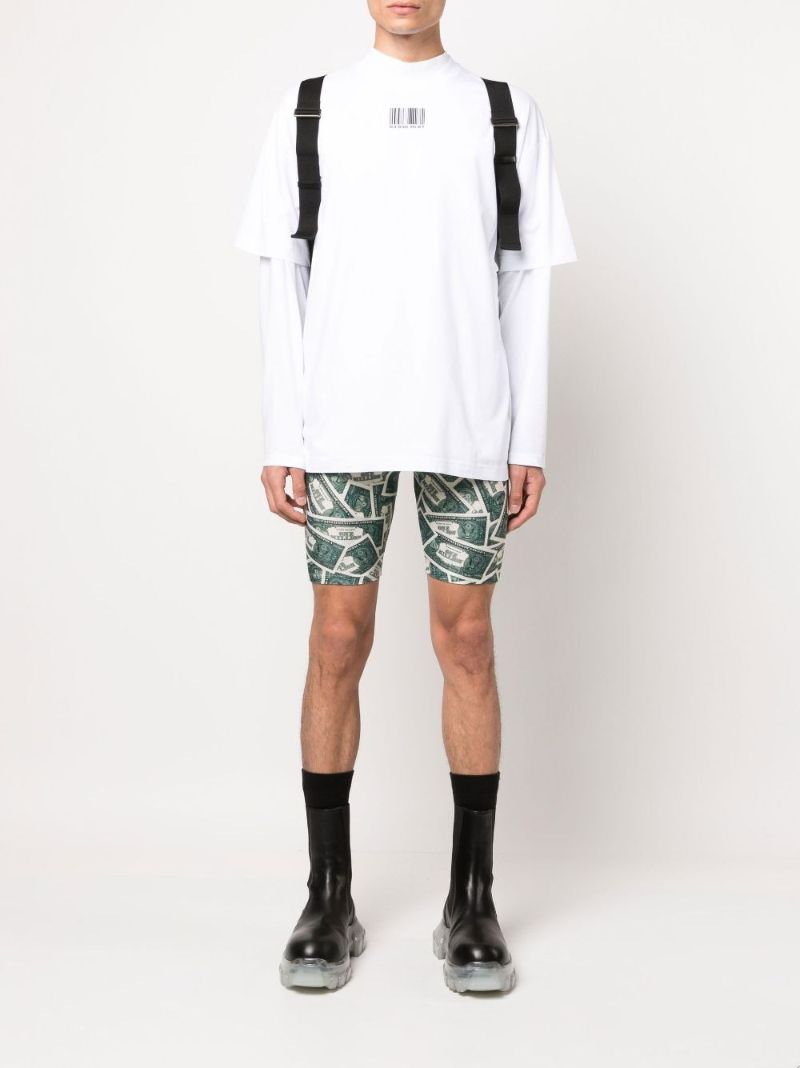 White Barcode Print Cotton T-shirt