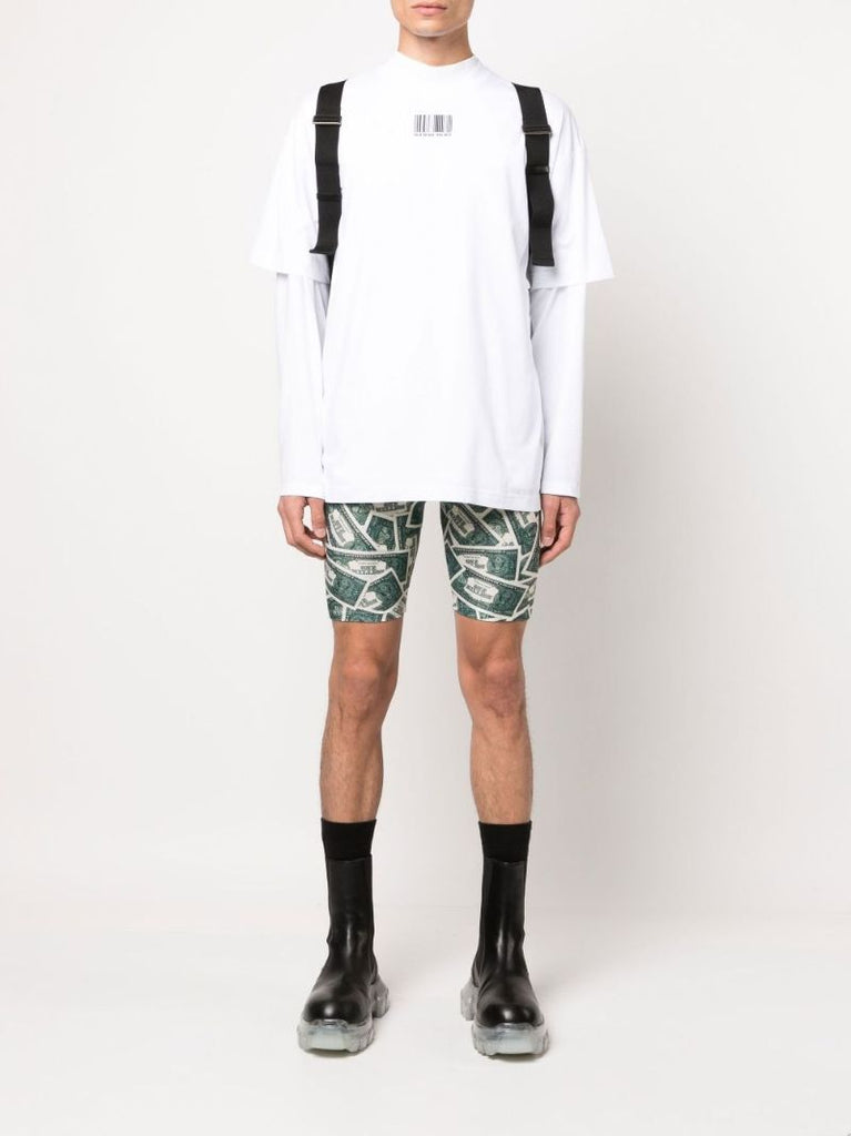White Barcode Print Cotton T-shirt
