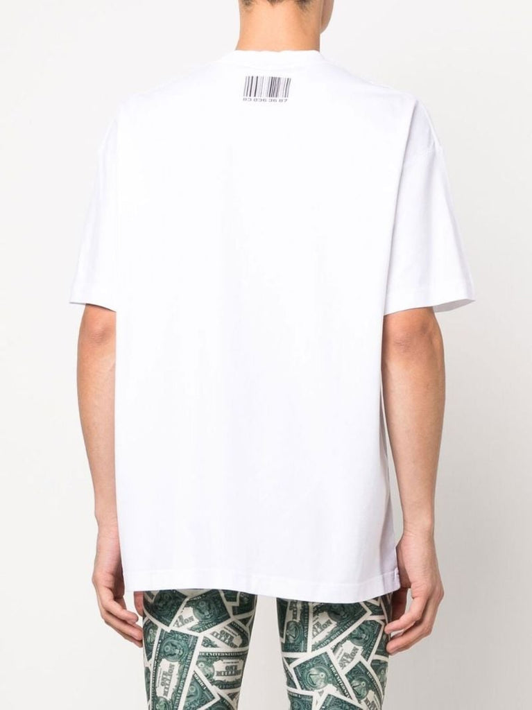 White Barcode Print Cotton T-shirt