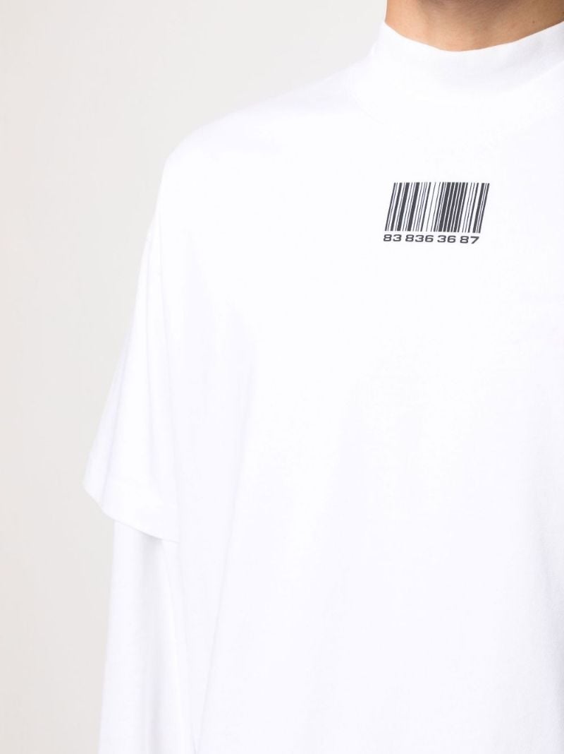 White Barcode Print Cotton T-shirt