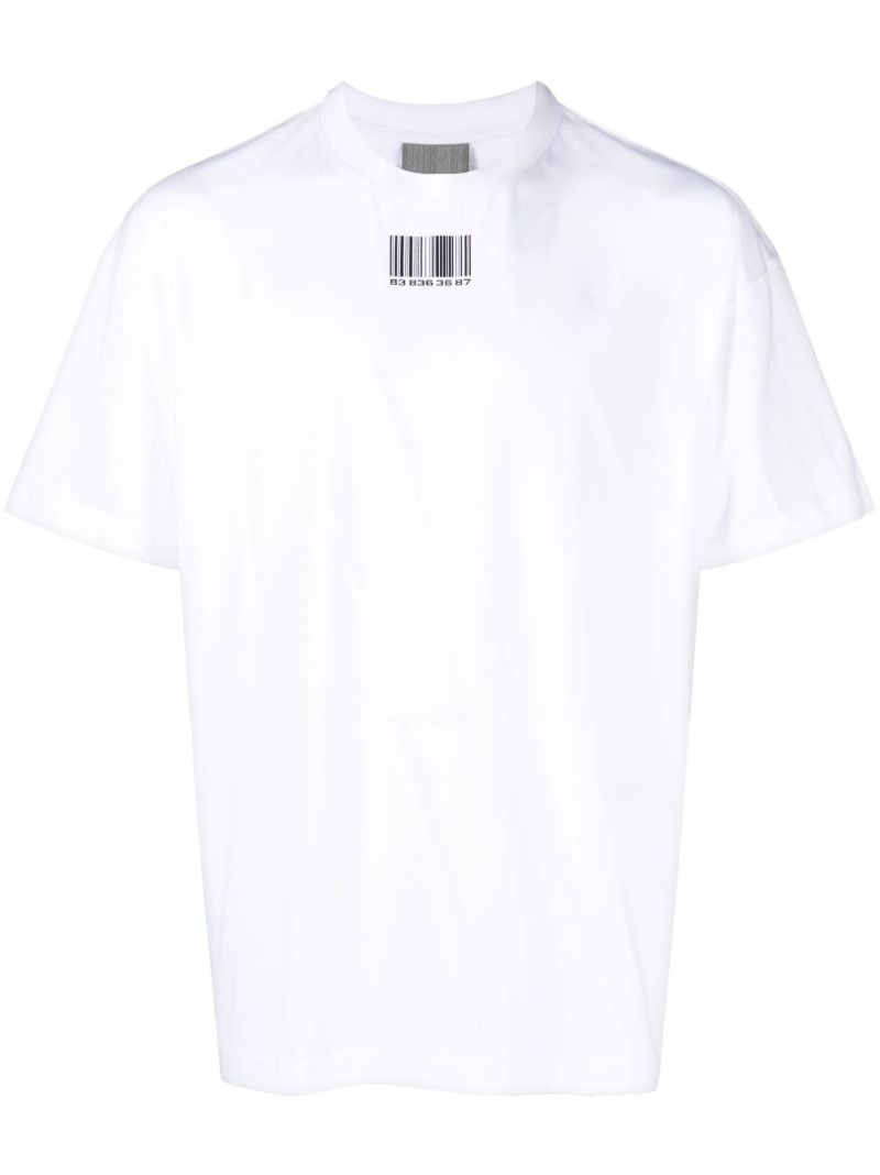 White Barcode Print Cotton T-shirt