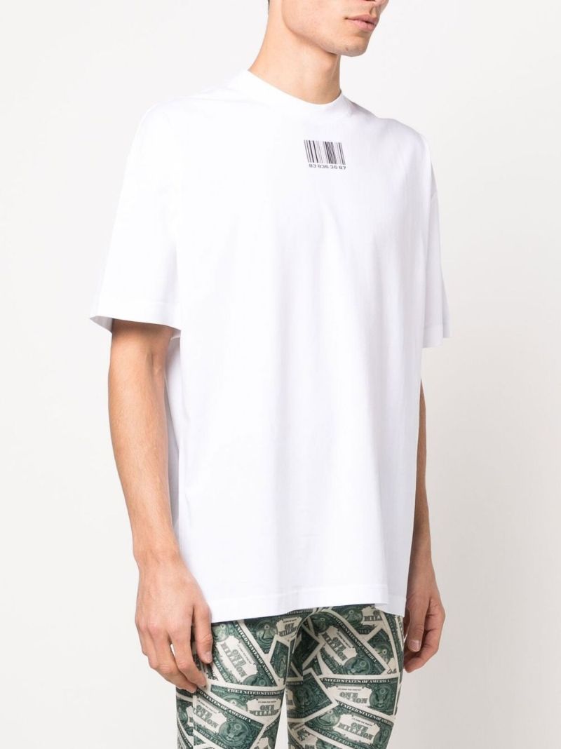 White Barcode Print Cotton T-shirt