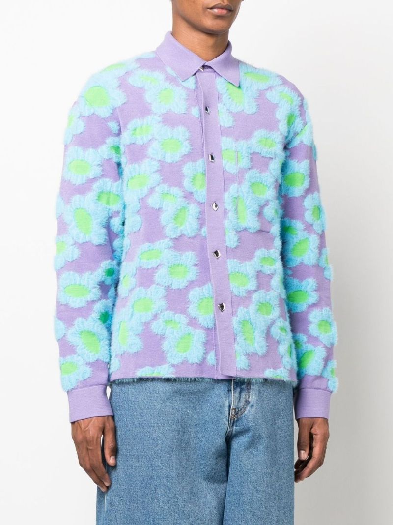 Purple La Chemise Neve Fleurs Cardigan