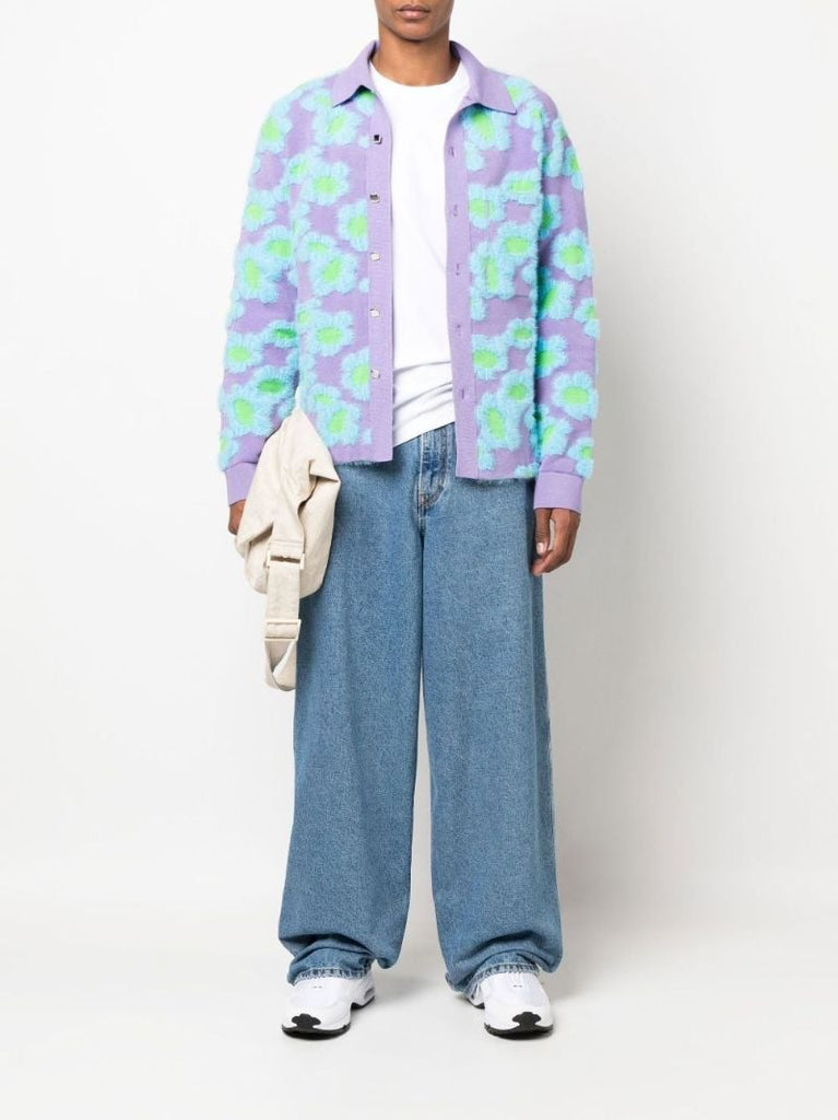Purple La Chemise Neve Fleurs Cardigan