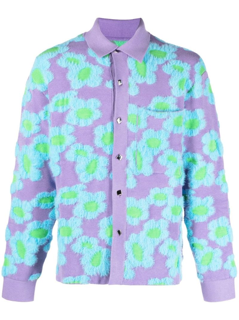 Purple La Chemise Neve Fleurs Cardigan