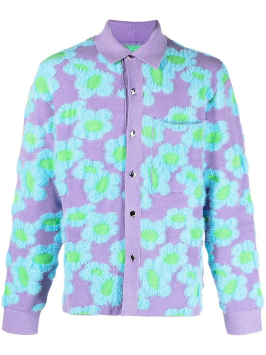 Purple La Chemise Neve Fleurs Cardigan