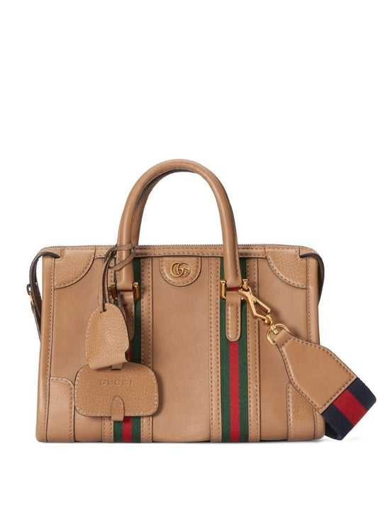 Brown Gg Leather Top Handle Bag
