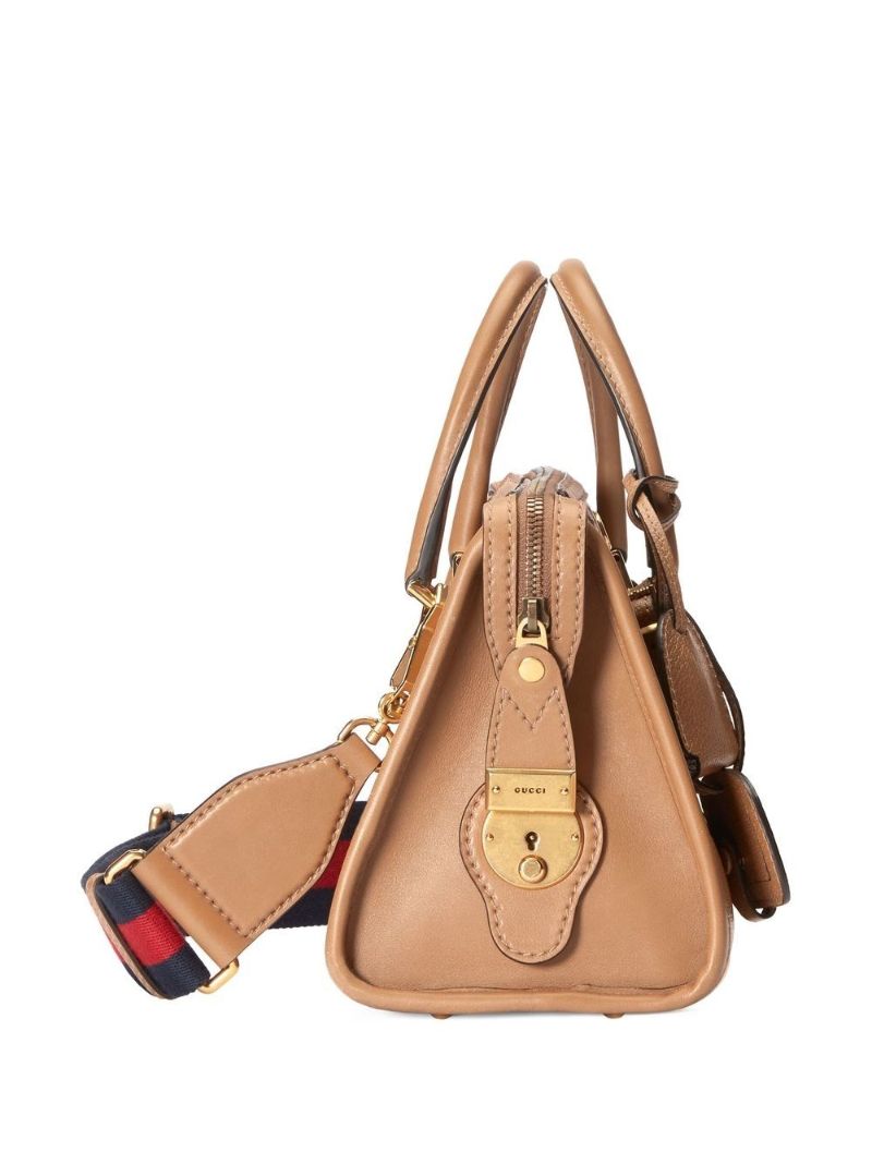 Brown Gg Leather Top Handle Bag