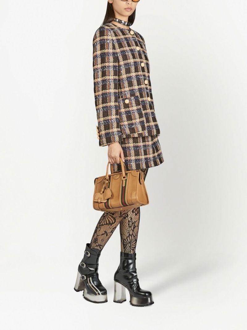 Brown Gg Leather Top Handle Bag