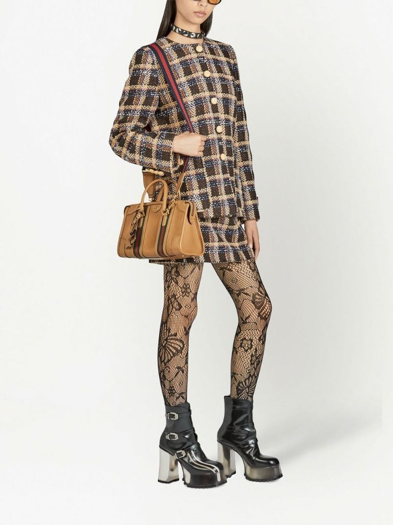 Brown Gg Leather Top Handle Bag