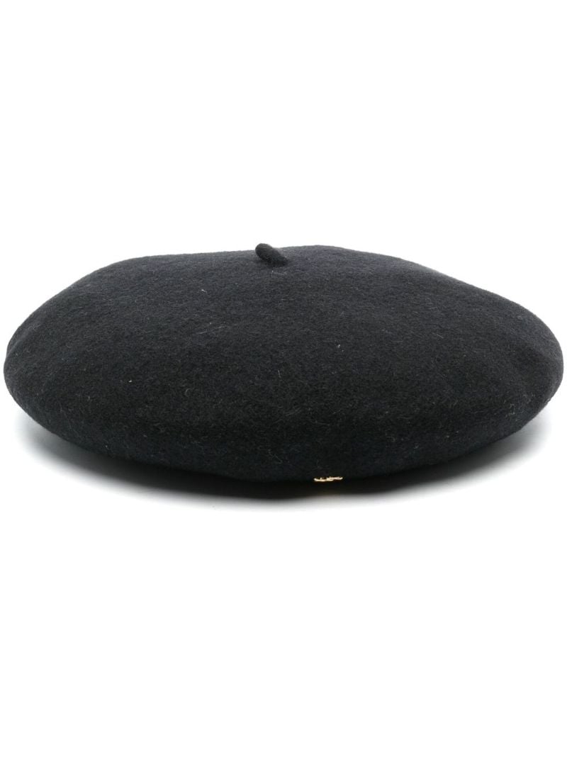 Black Double G Plaque Beret