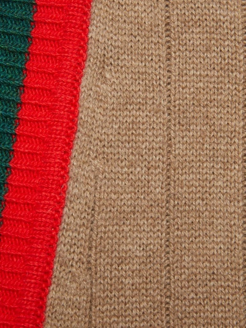 Neutral Web Stripe Wool Cardigan