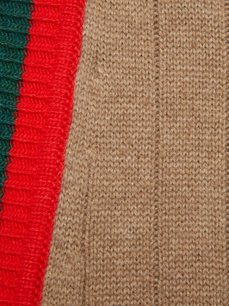 Neutral Web Stripe Wool Cardigan