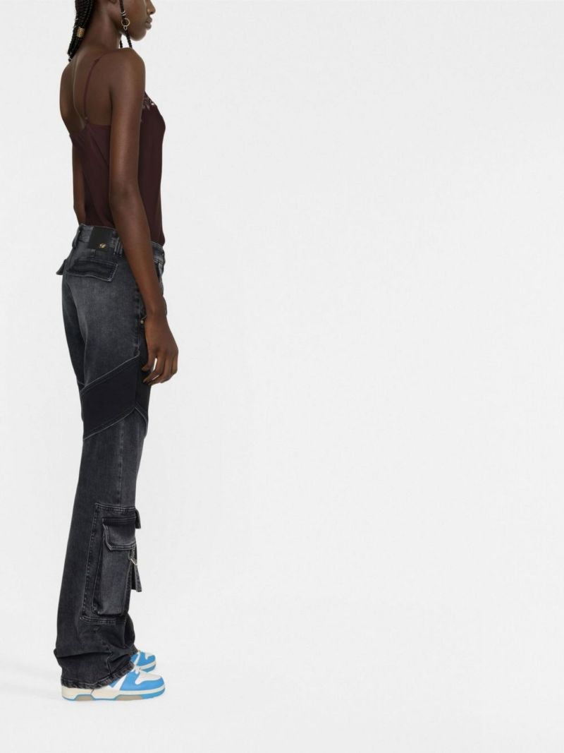 Black Cargo Straight-leg Jeans