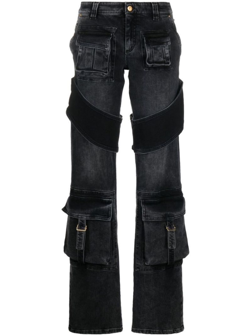 Black Cargo Straight-leg Jeans