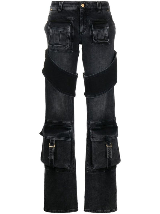 Black Cargo Straight-leg Jeans
