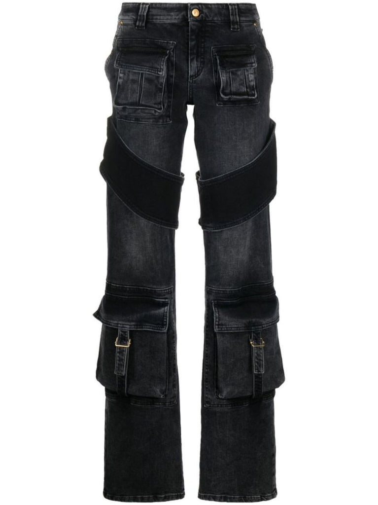 Black Cargo Straight-leg Jeans