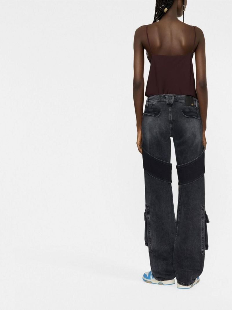 Black Cargo Straight-leg Jeans