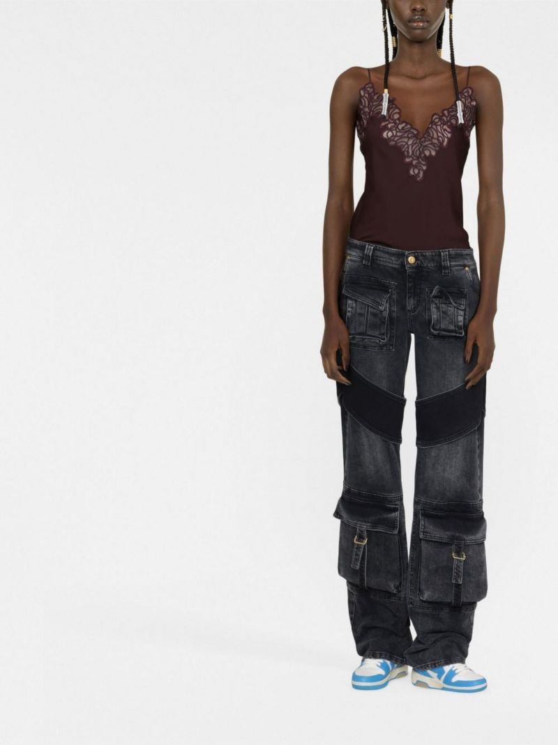 Black Cargo Straight-leg Jeans