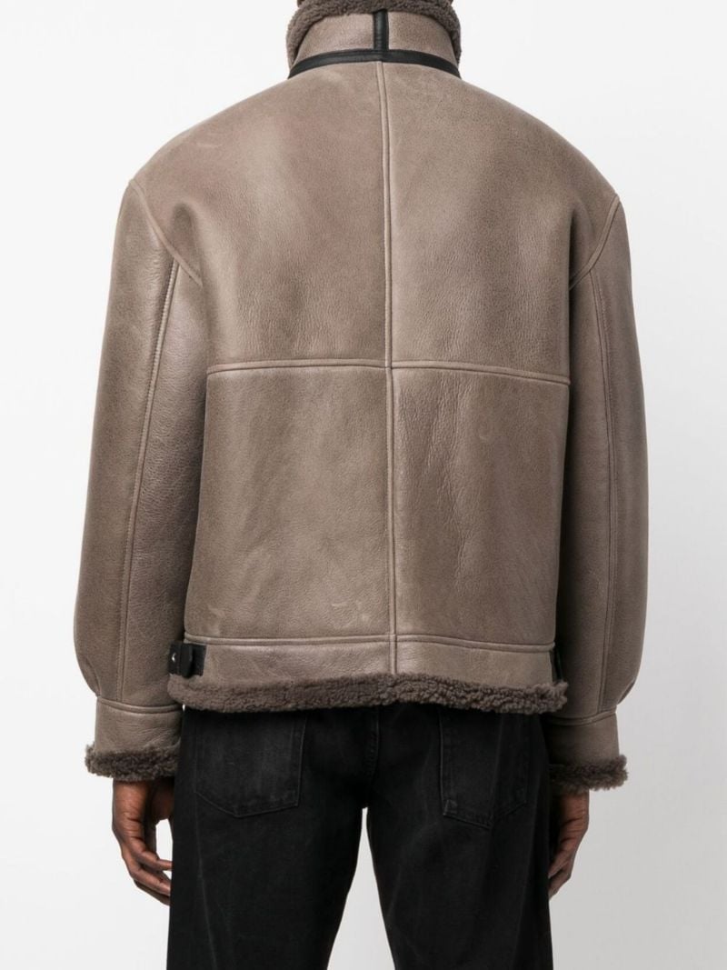 Brown Shearling Bomber Jacket