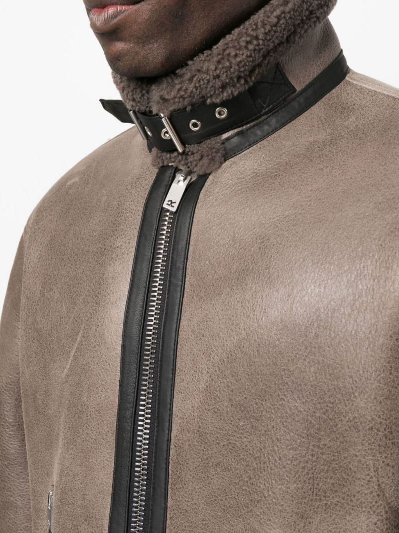 Brown Shearling Bomber Jacket