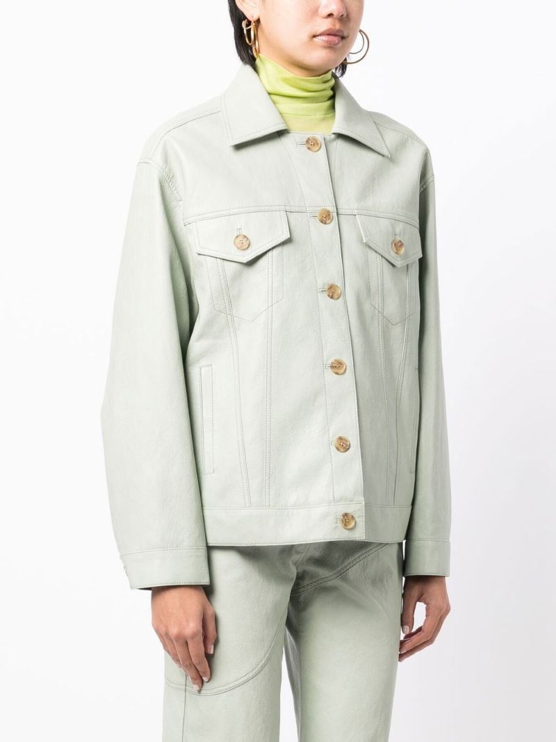 Green Theo Faux Leather Jacket