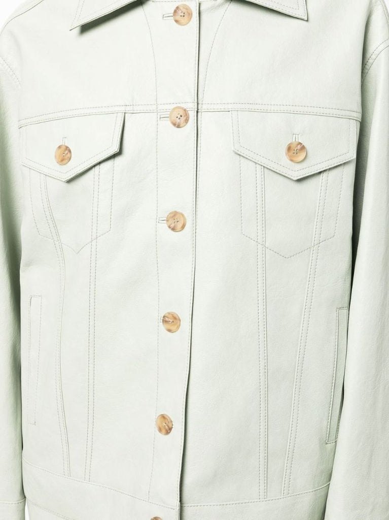 Green Theo Faux Leather Jacket