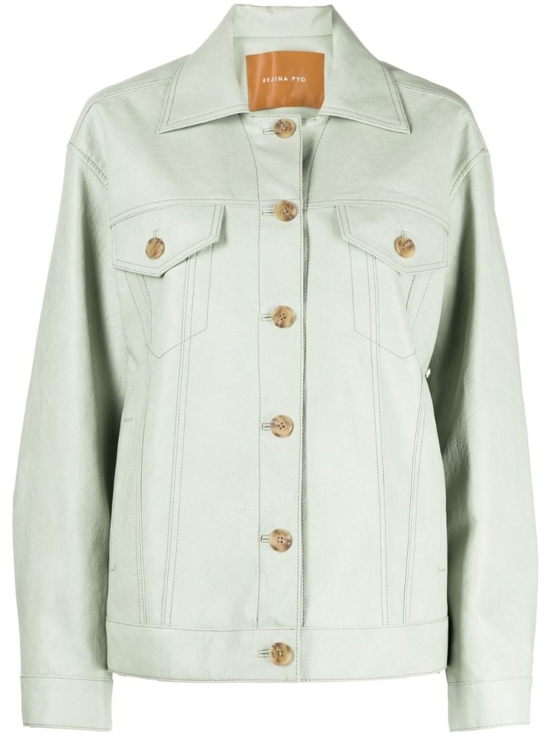 Green Theo Faux Leather Jacket