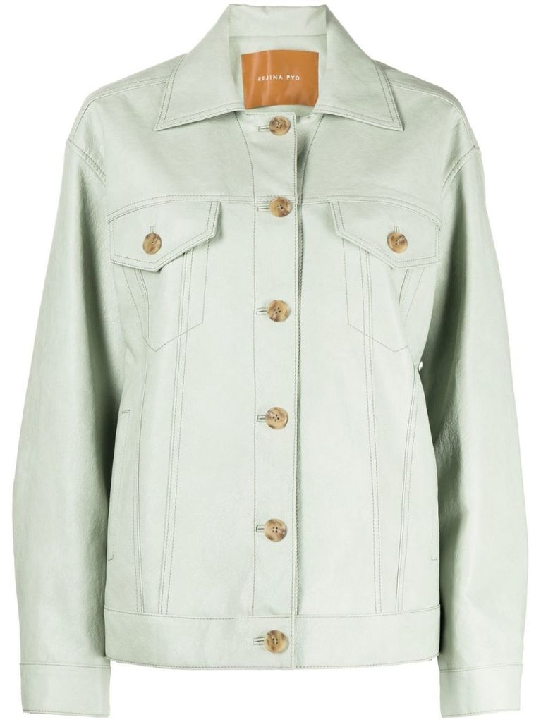 Green Theo Faux Leather Jacket