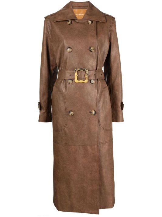 Brown Juno Double-breasted Trench Coat