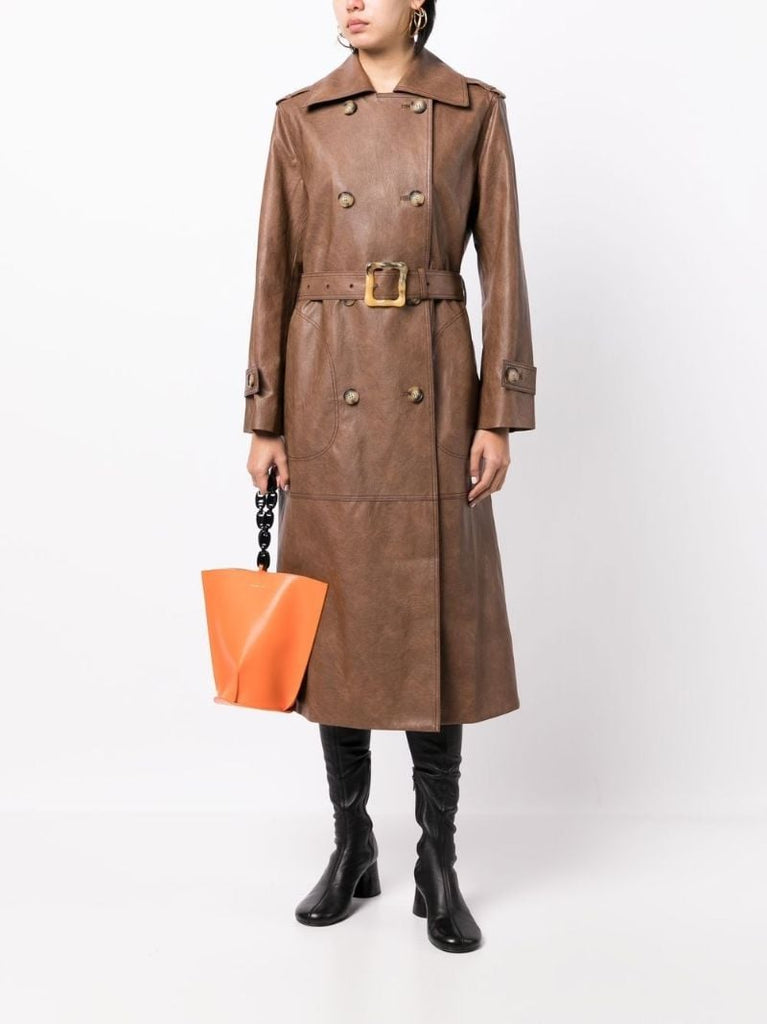 Brown Juno Double-breasted Trench Coat