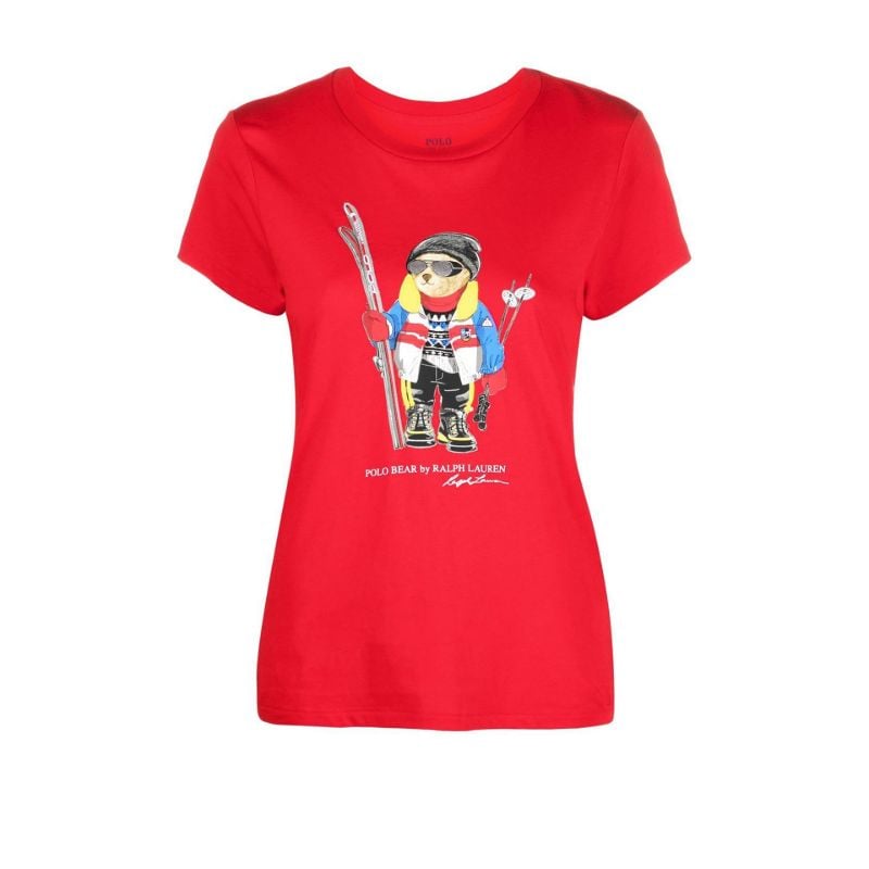 Red Ski Polo Bear Print T-shirt