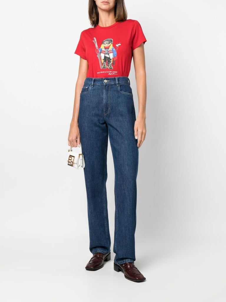 Red Ski Polo Bear Print T-shirt