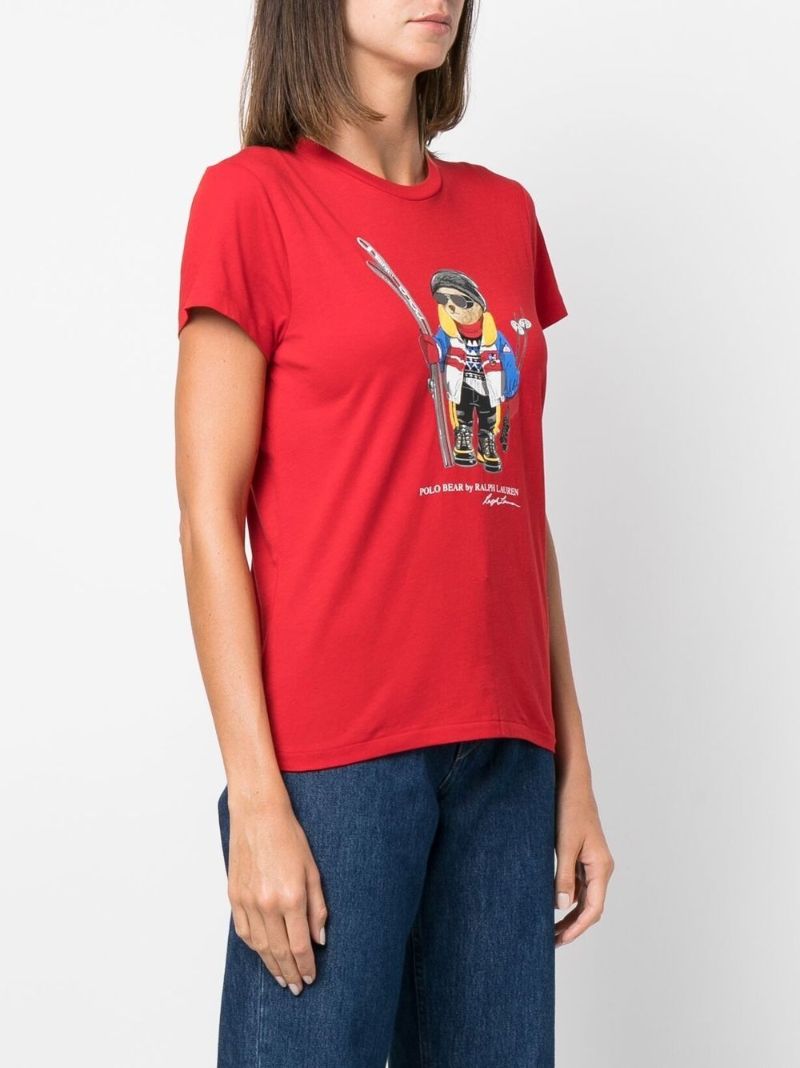 Red Ski Polo Bear Print T-shirt