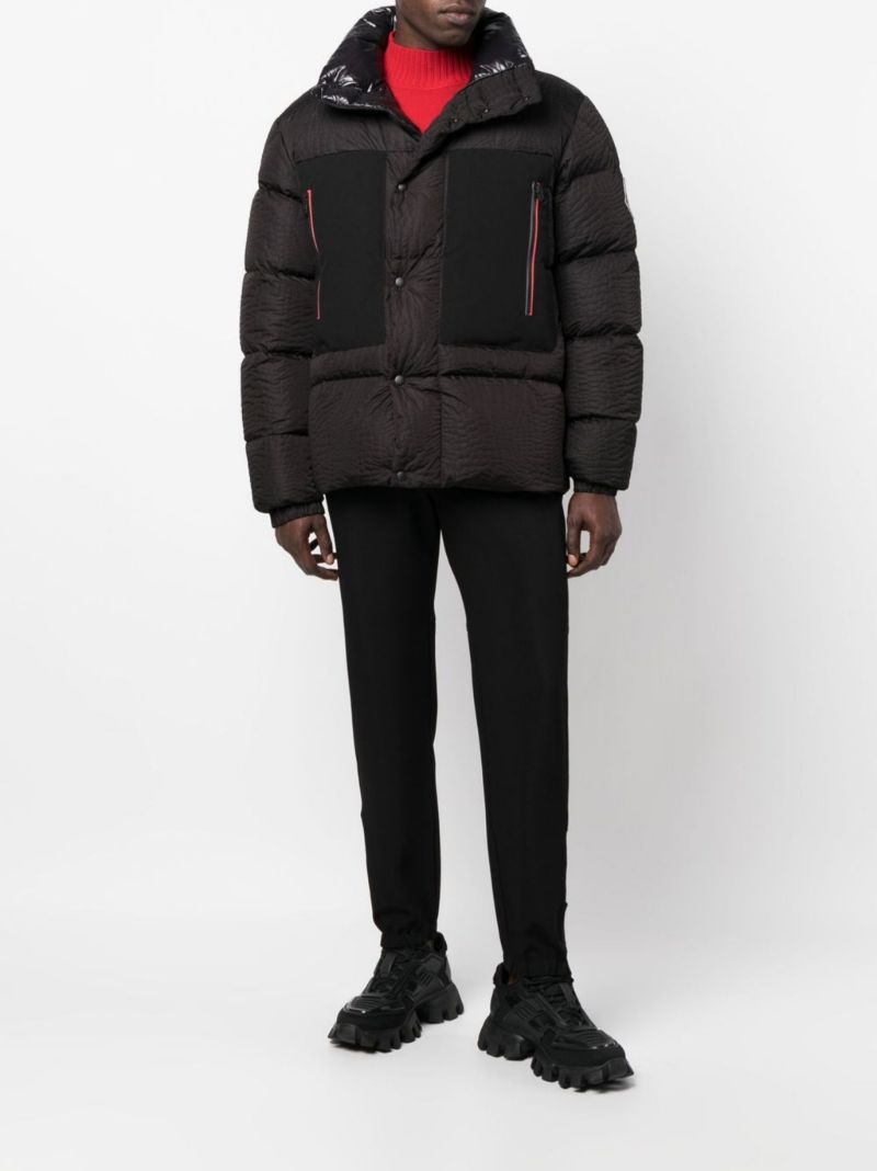 Black Gorumna Croc-embossed Padded Jacket