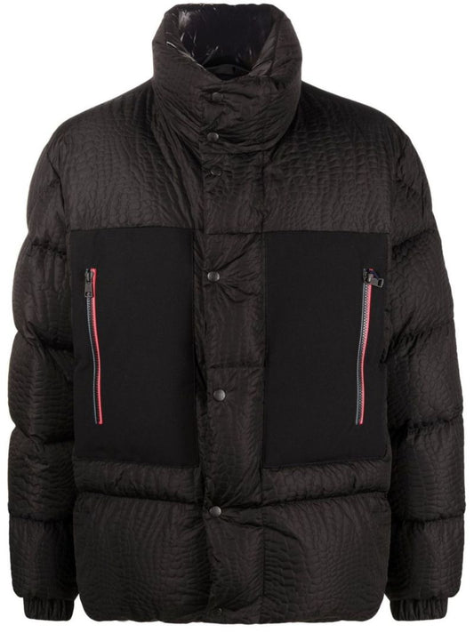 Black Gorumna Croc-embossed Padded Jacket