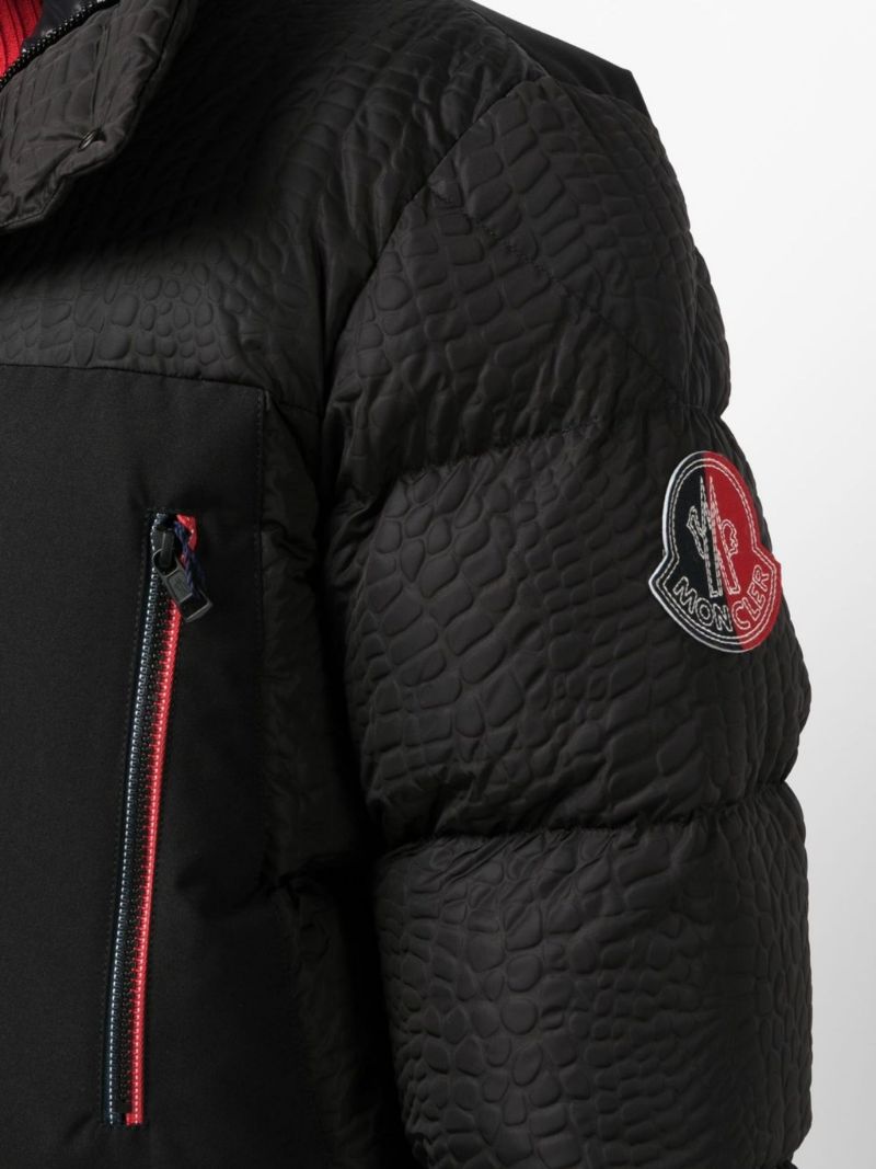 Black Gorumna Croc-embossed Padded Jacket
